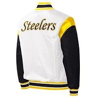 Starter White Pittsburgh Steelers Warm Up Pitch Full-Snap pour homme - Veste universitaire