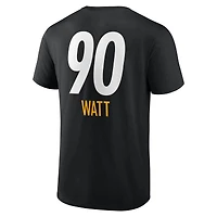 T-shirt noir pour homme T.J. Watt avec nom et numéro de l'équipe des Pittsburgh Steelers