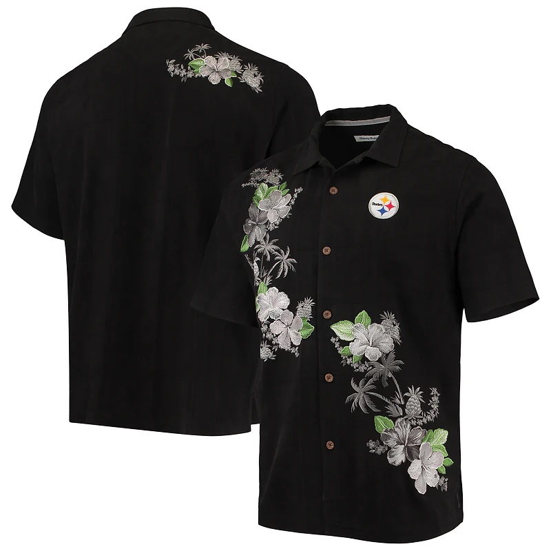 Chemise boutonnée Tommy Bahama noire Pittsburgh Steelers Azule Oasis pour hommes