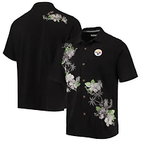 Chemise boutonnée Tommy Bahama noire Pittsburgh Steelers Azule Oasis pour hommes