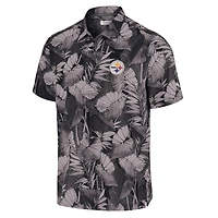 Chemise boutonnée noire Tommy Bahama pour homme Pittsburgh Steelers Big & Tall Coast Nuevo Fronds IslandZone
