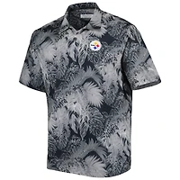 Chemise boutonnée Tommy Bahama Pittsburgh Steelers Coast Luminescent Fronds Camp IslandZone pour homme, noir