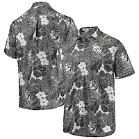 Chemise boutonnée Tommy Bahama noire Pittsburgh Steelers Coconut Point Playa Floral IslandZone pour hommes