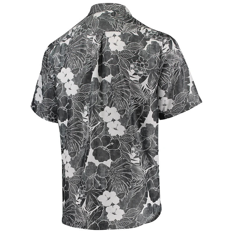 Chemise boutonnée Tommy Bahama noire Pittsburgh Steelers Coconut Point Playa Floral IslandZone pour hommes