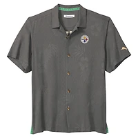 Men's Tommy Bahama  Gray Pittsburgh Steelers Catch of the Day IslandZone Button-Up Shirt