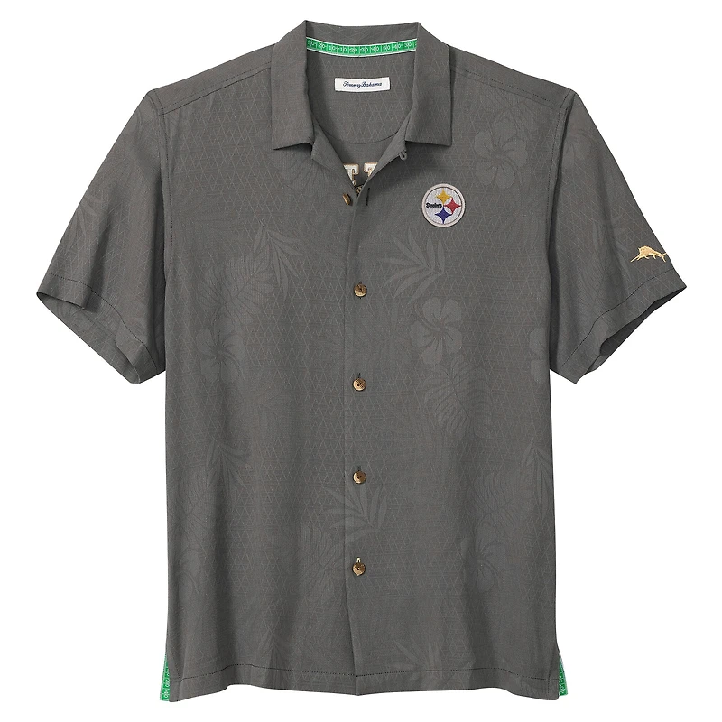 Men's Tommy Bahama Gray Pittsburgh Steelers Catch of the Day IslandZone Button-Up Shirt