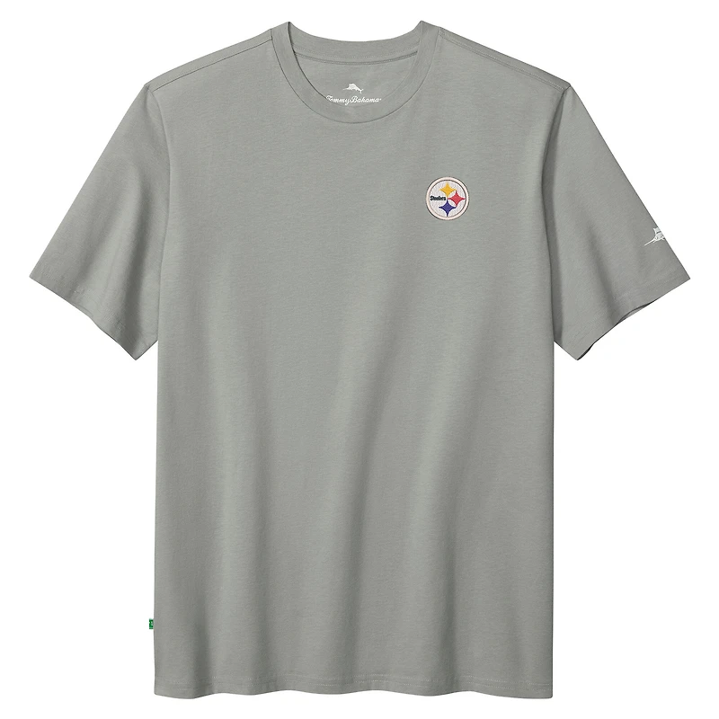 T-shirt Tommy Bahama gris pour homme des Pittsburgh Steelers Huddle & Hang Tens