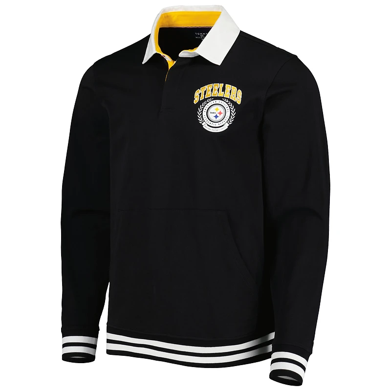 Polo à manches longues Tommy Hilfiger Pittsburgh Steelers Cody noir pour homme