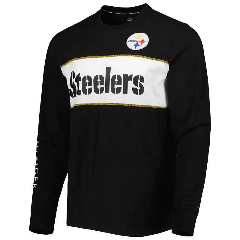 Men's Tommy Hilfiger Black Pittsburgh Steelers Peter Team Long Sleeve T-Shirt