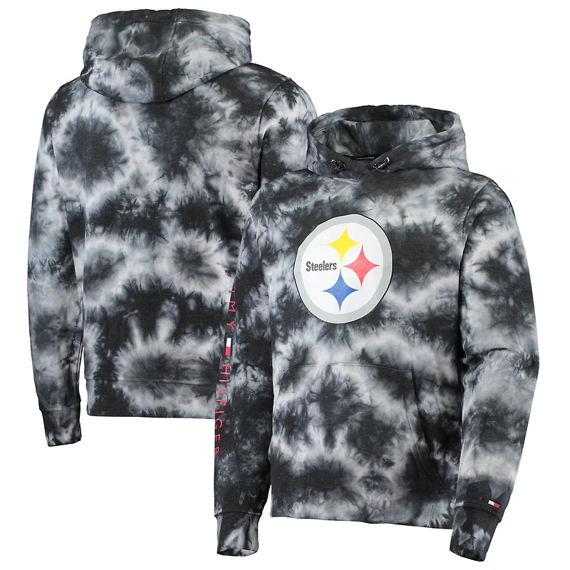 Men's Tommy Hilfiger Black Pittsburgh Steelers Stanley Tie-Dye Pullover Hoodie