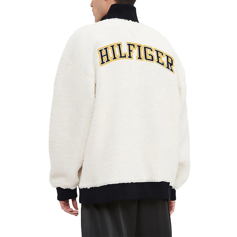 Men's Tommy Hilfiger Cream Pittsburgh Steelers Jordan Sherpa Quarter-Zip Sweatshirt
