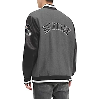 Veste universitaire entièrement zippée Tommy Hilfiger pour hommes gris chiné/noir Pittsburgh Steelers Gunner