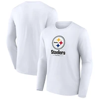 Men's  White Pittsburgh Steelers Team Lockup Long Sleeve T-Shirt