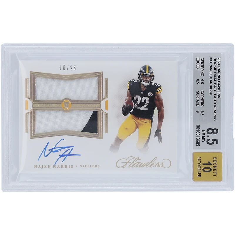 Najee Harris Pittsburgh Steelers Autographed 2021 Panini Flawless Dual Relic #RDPA-NHA #10/25 BGS Authenticated 8.5/10 Rookie Card - 9.5,8.5,8.5,9 Subgrades