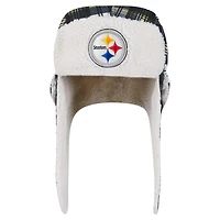 New Era Black Pittsburgh Steelers Sideline Plaid Sherpa Trapper Hat
