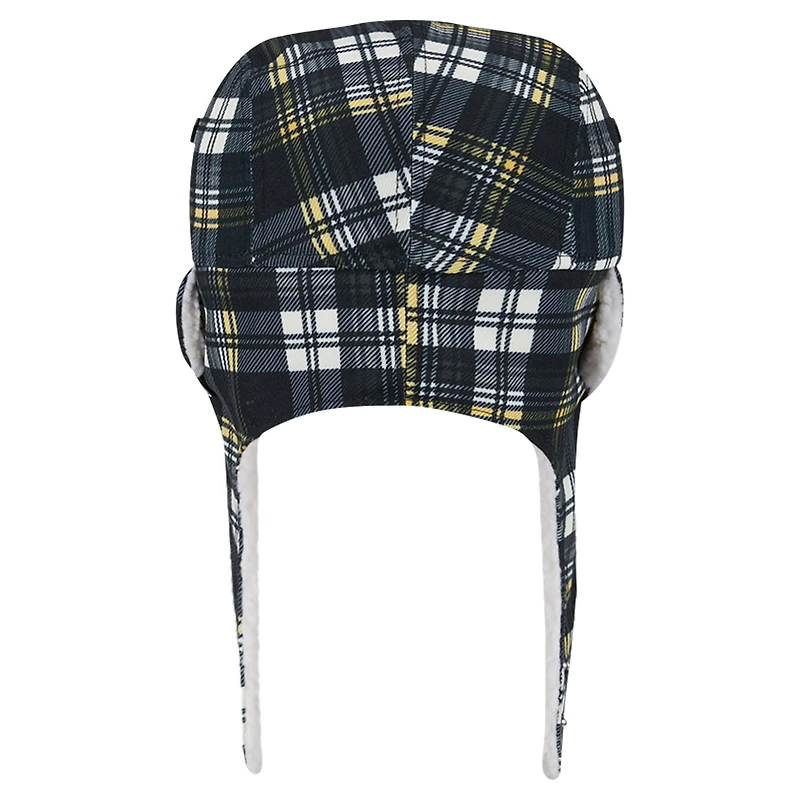 New Era Black Pittsburgh Steelers Sideline Plaid Sherpa Trapper Hat