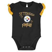Newborn & Infant Black/Gold Pittsburgh Steelers Too Much Love Two-Piece Bodysuit Set