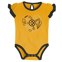 Newborn & Infant Black/Gold Pittsburgh Steelers Too Much Love Two-Piece Bodysuit Set