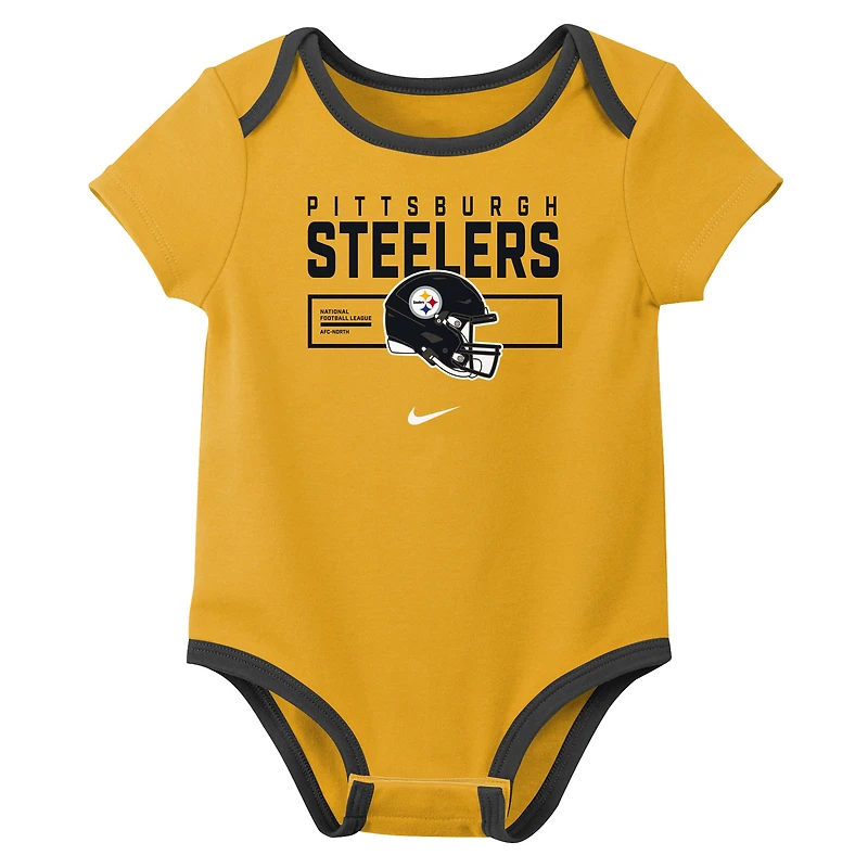 Newborn & Infant Nike Pittsburgh Steelers Three-Piece Bodysuit Set