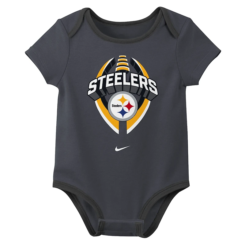 Newborn & Infant Nike Pittsburgh Steelers Three-Piece Bodysuit Set