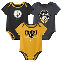 Newborn & Infant Nike Pittsburgh Steelers Three-Piece Bodysuit Set