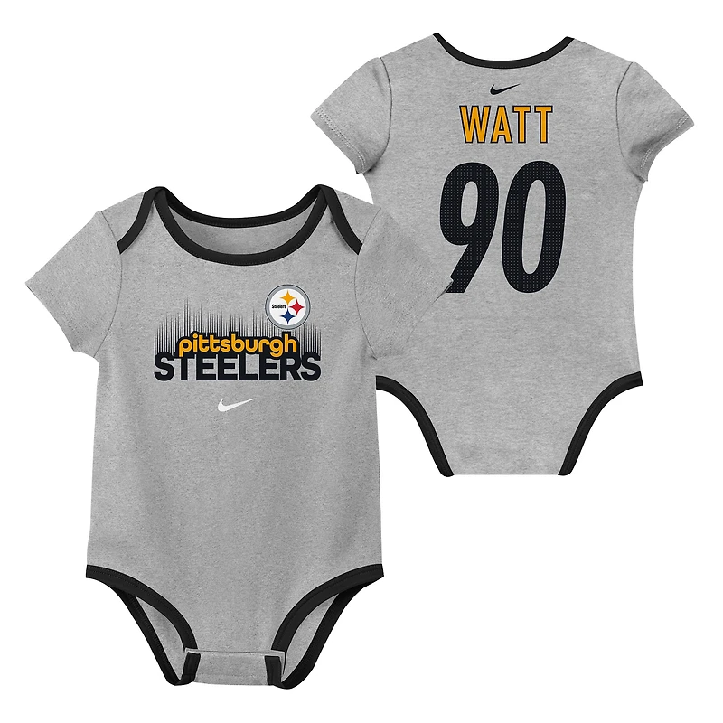 Newborn & Infant Nike T.J. Watt Pittsburgh Steelers Name Number 3-Pack Bodysuit Set