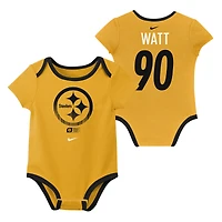 Newborn & Infant Nike T.J. Watt Pittsburgh Steelers Name Number 3-Pack Bodysuit Set