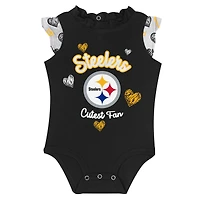 Ensemble de body 2 pièces Happy Hearts des Steelers Pittsburgh pour nouveau-nés et nourrissons