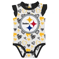 Ensemble de body 2 pièces Happy Hearts des Steelers Pittsburgh pour nouveau-nés et nourrissons