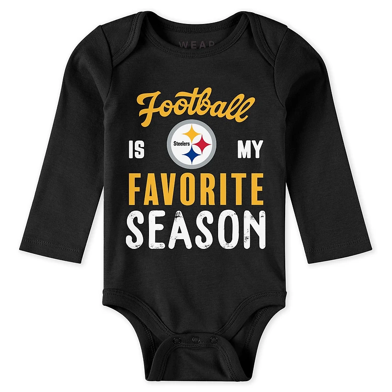 Newborn & Infant WEAR by Erin Andrews Pittsburgh Steelers Three-Piece Turn Me Around Bodysuits Pant Set