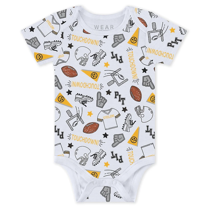 Newborn & Infant WEAR by Erin Andrews Pittsburgh Steelers Three-Piece Turn Me Around Bodysuits Pant Set