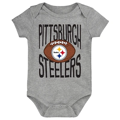 Newborn Outerstuff Gray Pittsburgh Steelers For the Ball Bodysuit