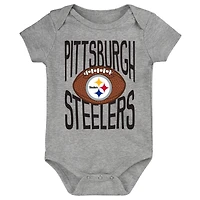 Newborn Outerstuff  Gray Pittsburgh Steelers For the Ball Bodysuit