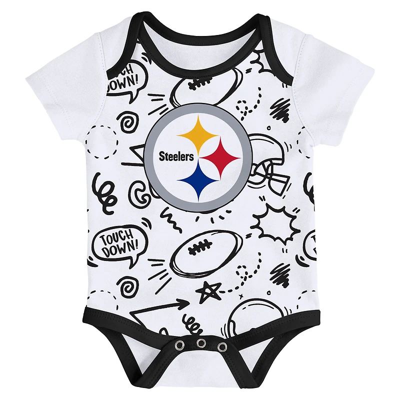 Newborn Outerstuff Pittsburgh Steelers All Day Play Three-Piece Bodysuit Set