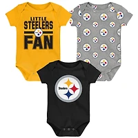 Newborn Outerstuff Pittsburgh Steelers Little Tike 3-Piece Bodysuit Set