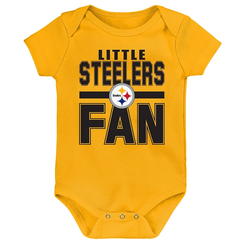 Newborn Outerstuff Pittsburgh Steelers Little Tike 3-Piece Bodysuit Set
