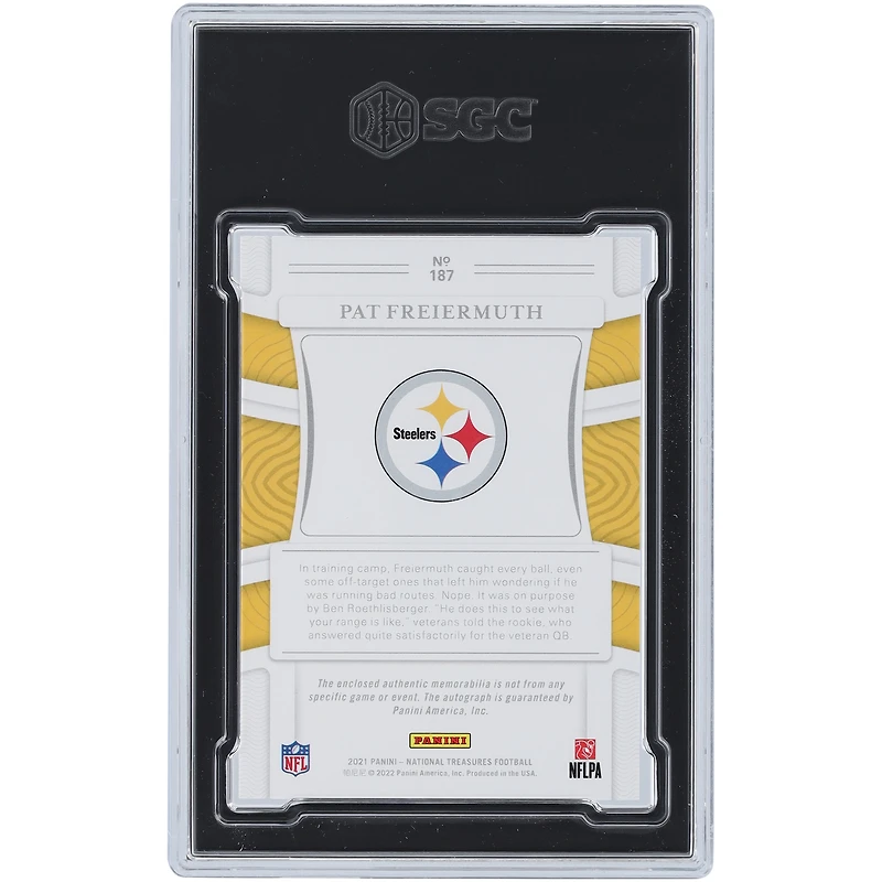 Pat Freiermuth Pittsburgh Steelers Autographed 2021 Panini National Treasures Purple #187 #48/49 SGC Authenticated 9.5/10 Rookie Card