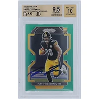 Carte de recrue Panini Prizm verte 2021 autographiée par Pat Freiermuth des Pittsburgh Steelers #362 Beckett Fanatics Witnessed Authenticated 9.5/10