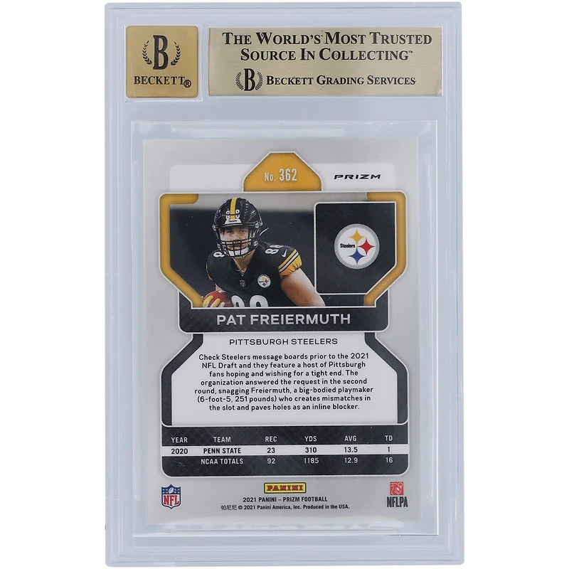 Carte de recrue autographiée Panini Prizm Orange Disco #362 2021 des Steelers de Pittsburgh, 9,5/10, témoin des fanatiques de Beckett