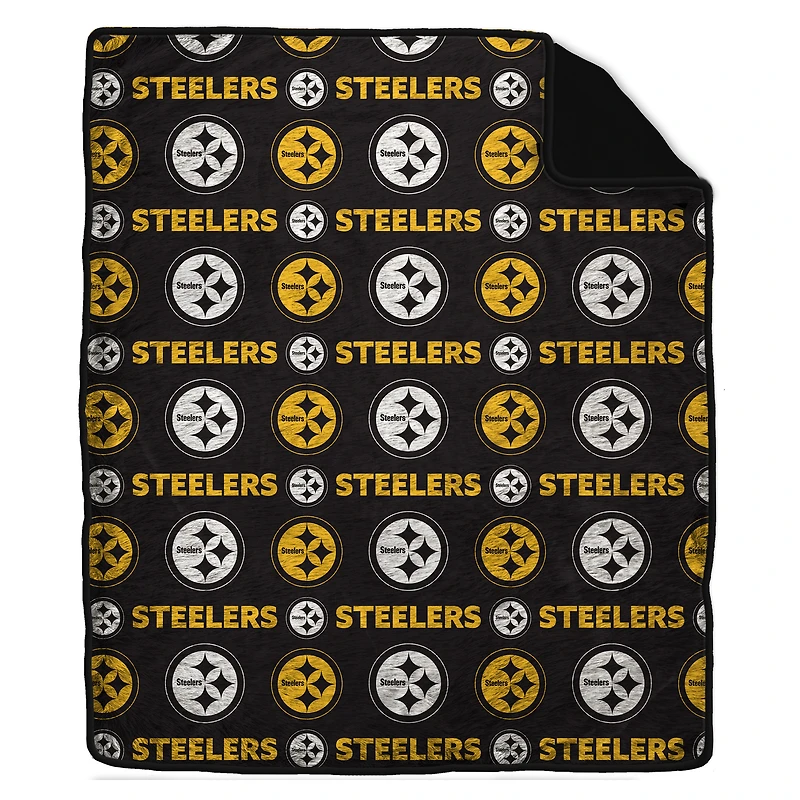 Couverture en fausse fourrure Pegasus Pittsburgh Steelers ton sur ton 60" x 70"