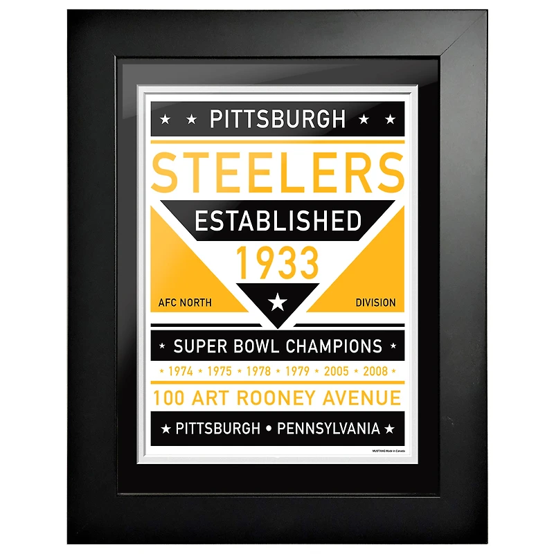 Pittsburgh Steelers - uvre d'art encadrée double ton de l'équipe 12'' x 16''
