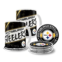 Steelers de Pittsburgh 15 oz. Tasses et sous-verres classiques - Ensemble