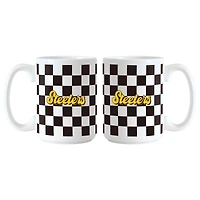 Lot de 2 tasses à motif de damier de 15 oz des Steelers de Pittsburgh