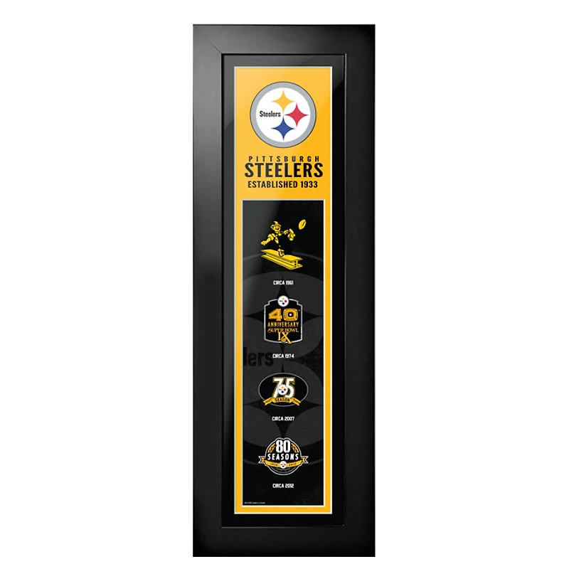 Steelers de Pittsburgh - 6'' x 22'' Logos to History Art encadré