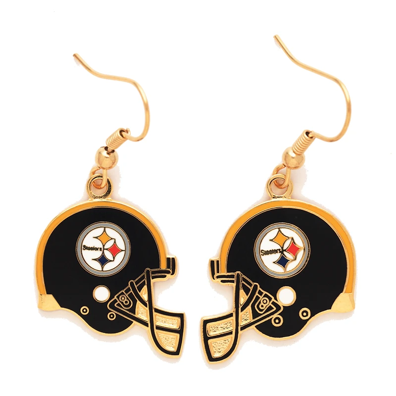 Boucles d'oreilles en fil de fer avec le logo des Steelers de Pittsburgh