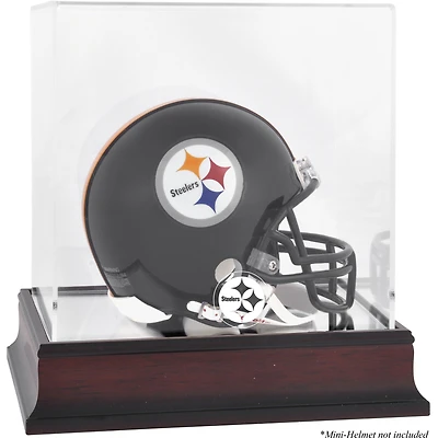 Vitrine pour mini-casque Pittsburgh Steelers avec logo en acajou