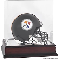 Vitrine pour mini-casque Pittsburgh Steelers avec logo en acajou