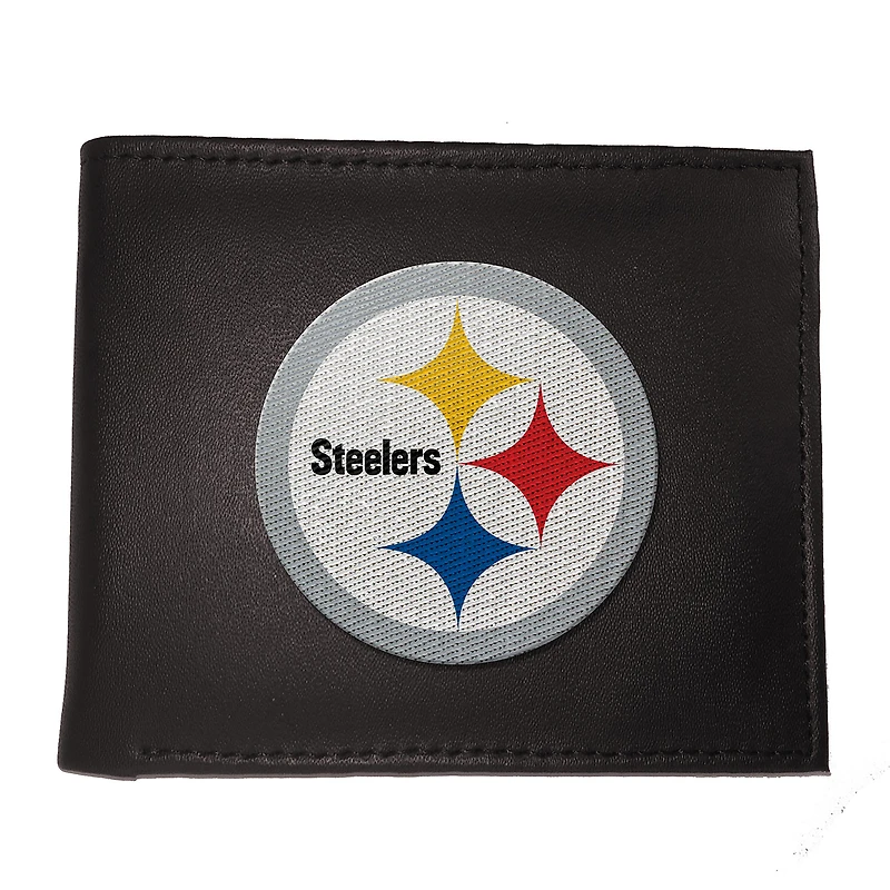 Portefeuille à deux volets brodé en cuir synthétique des Pittsburgh Steelers