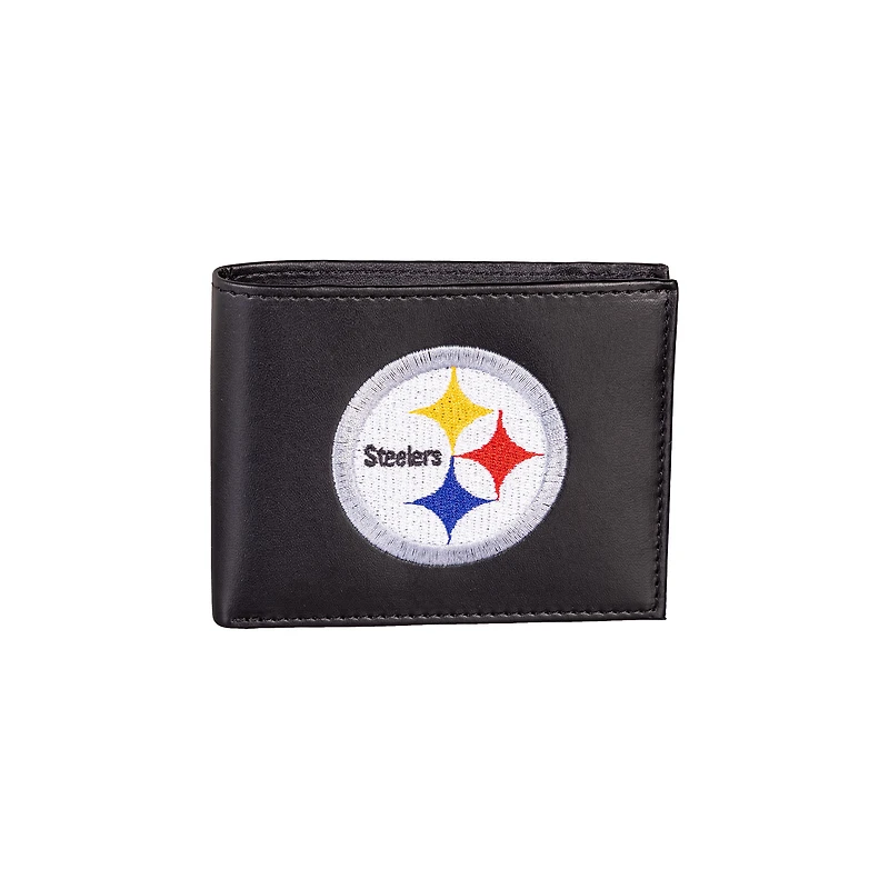 Portefeuille à deux volets brodé en cuir synthétique des Pittsburgh Steelers
