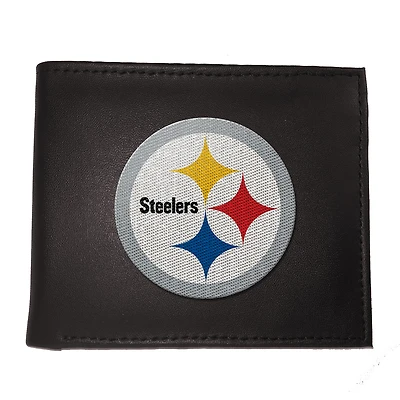 Portefeuille à deux volets brodé en cuir synthétique des Pittsburgh Steelers